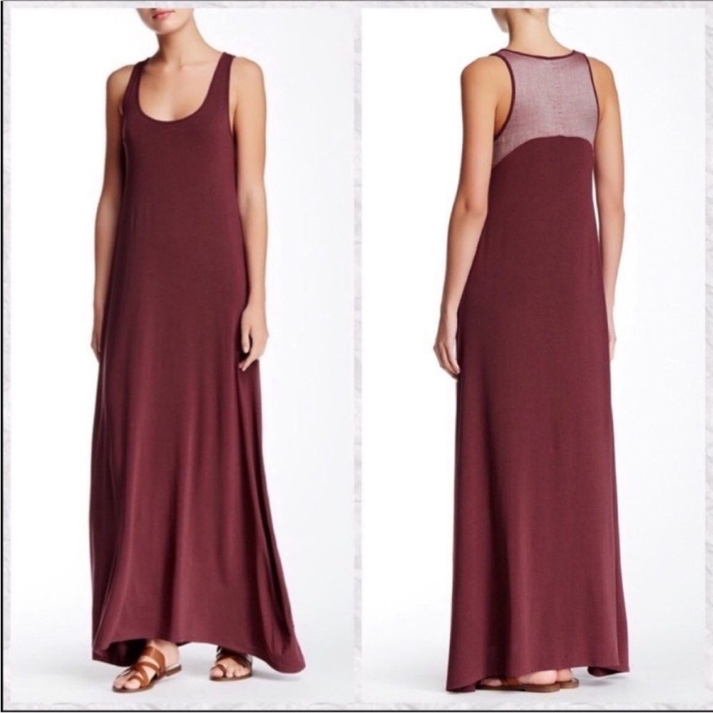 Vince Chambray Racer Back Sleeveless Scoop Neck Maxi Dress